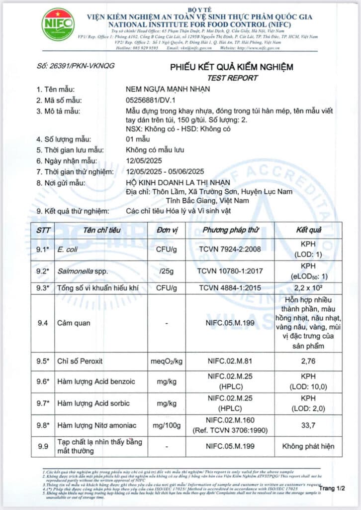 Chứng nhận ATVSTP Quốc gia (NIFC)